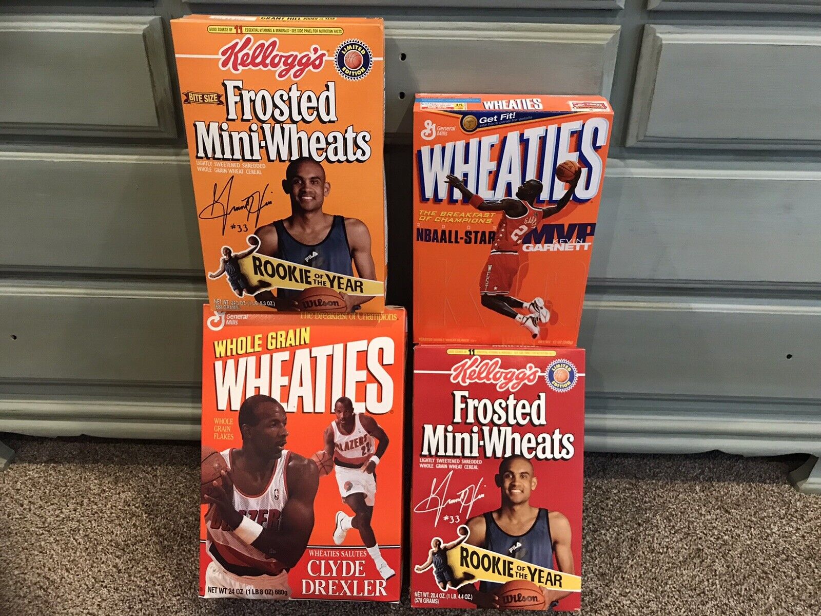 Wheaties Boxes 4 Sealed Nba Full With Cereal! Drexler,garnett, Hill!