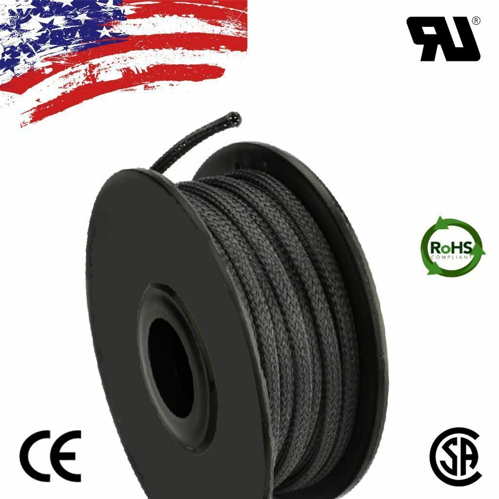50 Ft 1/4" Black Expandable Wire Cable Sleeving Sheathing Braided Loom Tubing Us